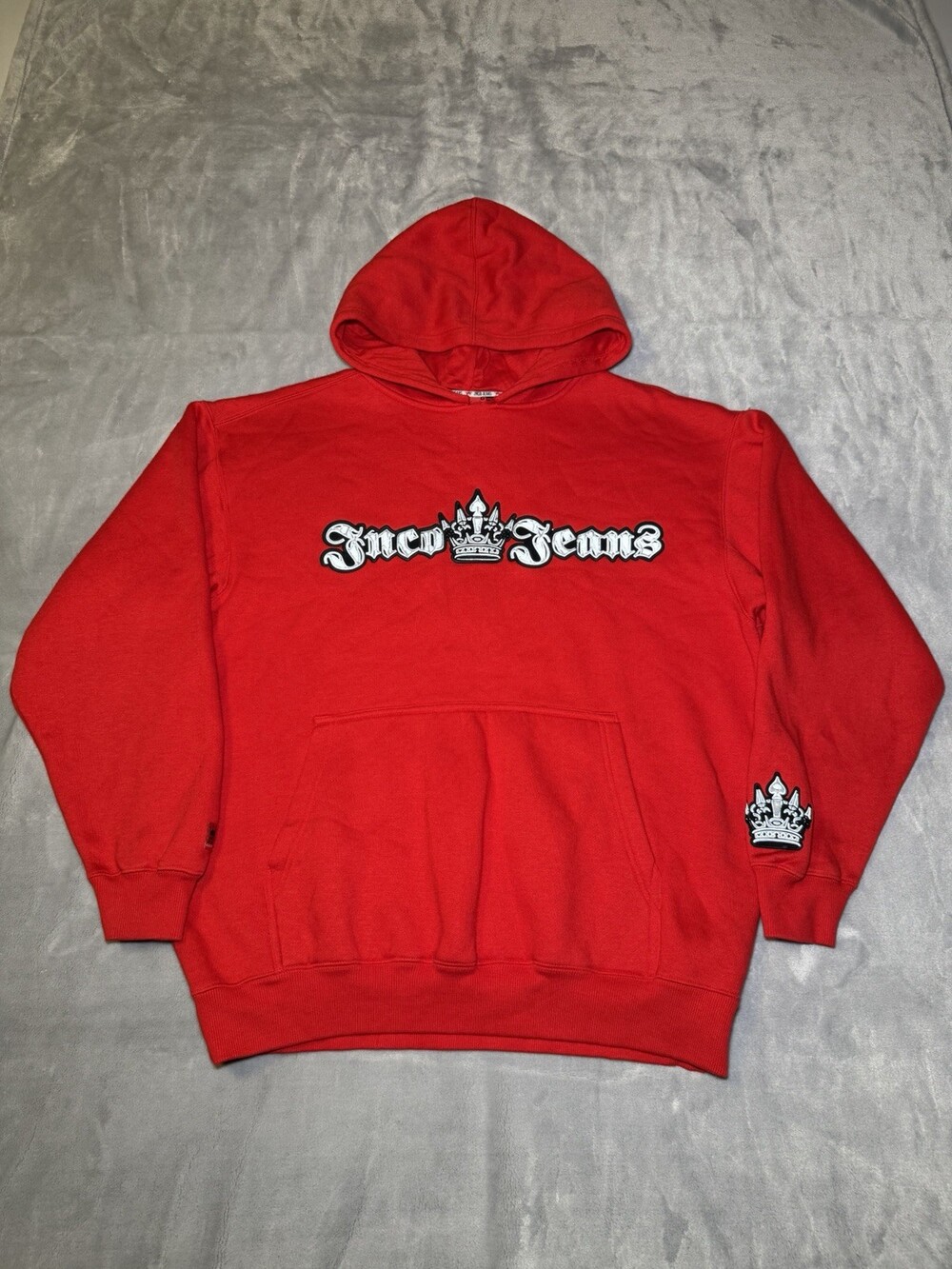 Vintage JNCO Jeans Red Hoodie Men’s Large 90s Skate Streetwear Reflective Logo